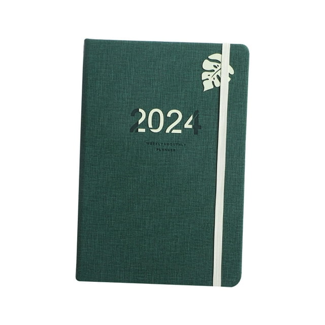 Planificador 2024 Planificador Semanal Cubierta de PU Planificador de Citas Cuaderno de Lista de Tareas Portátil 156 Hojas/312 Páginas para Oficina, H , verde oscuro