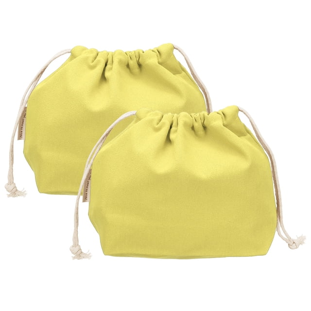 Uxcell 2 Pcs Bolsa de Maquillaje con Cordón, Bolsa Cosmética de Lona de 7.3" para Organizador de Artículos de Tocador de Viaje, Amarillo