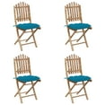 thumbnail image 2 of vidaXL 5 Piece Folding Patio Dining Set with Cushions Bamboo, 2 of 11