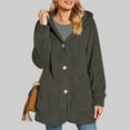 thumbnail image 2 of Lovskoo Women's Fuzzy Fleece Casual Hooded Sweatshirt Cardigan Button Up Solid Color Plush Long Sleeve Sweatshirt Jacket Dark Gray, 2 of 8