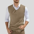 thumbnail image 2 of Men's Knitted Sweater Vest Sleeveless V Neck Lightweight Breathable Casual Spring Summer Comfortable Stretchable Fashion Top Mens Basic Tee Shirts Summer Classic T-Shirts, 2 of 6