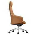 thumbnail image 3 of LeisureMod Celeste Mid-Century Modern High-Back Office Chair in Upholstered Faux Leather and Iron Frame with Swivel and Tilt (Acorn Brown), 3 of 4