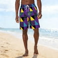 thumbnail image 2 of UVEASISHA Hawaiian Shorts for Men Geometric Palm Tree Printed Swim Trunks Elastic Waistband Bathing Suit Board Shorts Breathable Swimwear Purple S, 2 of 9