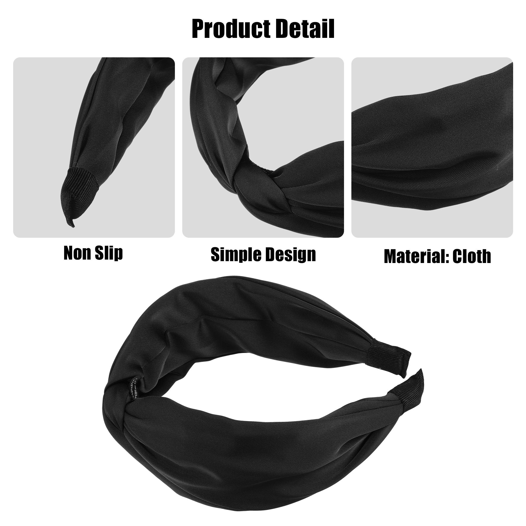 Unique Bargains Satin Twist Headband Hairband for Women 1.2 Inch Wide Black