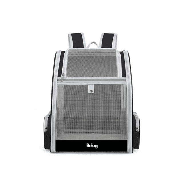 Mochila Transportadora Para Perros/gatos Plegable Gris Belug Negro Gris