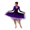 thumbnail image 2 of TiaoBug Women's Lyrical Dance Dress Gradient Color Chiffon Swing Modern Contemporary Performance Dress Purple M, 2 of 6