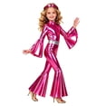 thumbnail image 6 of Miaeowve Girls Metallic Long Sleeve Flared Jumpsuits 70s Party Outfit Disco Hippie Fancy Dress Up Hot Pink 14, 6 of 7