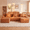 Orange, variant on Eyisean 115.3" Teddy Oversized Modular Boneless Sectional Sofa Couch with Ottoman, 3-Seater Deep Seat Cloud Couch with 3 Pillows, No Assembly Required, L Shaped Couches for Living Room, Apartment