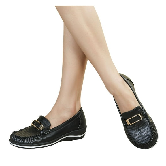 Mostsola Loafers for Women Trendy Chain Slip on Penny Loafers Comfortable Dressy Walking Shoes