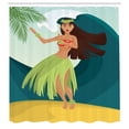 thumbnail image 2 of Ambesonne Hula Girl Shower Curtain, Aloha Palm Trees Summer, 69"Wx70"L, Multicolor, 2 of 4