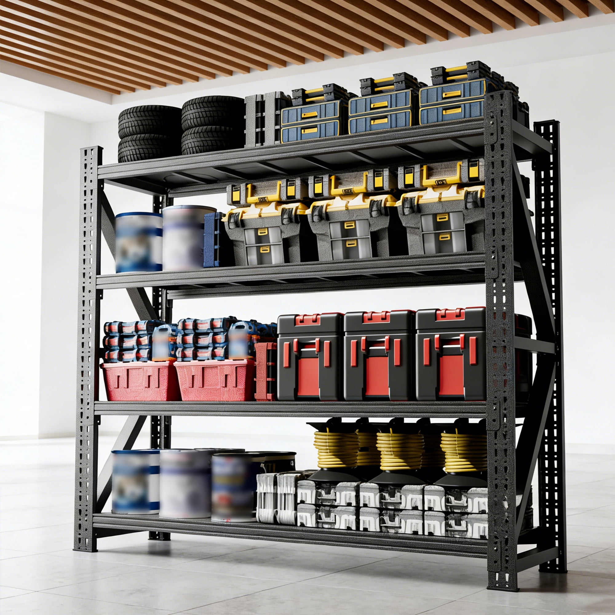 Xiweot 4-Tier Heavy Duty Metal Storage Shelving,6000lbs Capacity Adjustable Industrial Metal Shelving Unit,Freestanding Storage Rack for Garages,Warehouses,Pantry,75"W x 23.7"D x 69"H