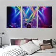 thumbnail image 3 of ONETECH Canvas Print Wall Art Rainbow Neon Light Drummer Band Music Instruments Photography Realism Decorative Concert Multicolor Scenic Fun Pop Art for Living Room,12''x16''X3 Panels, 3 of 4