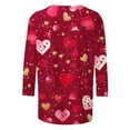 thumbnail image 3 of VKOYWKM Love Hear Shirts for Women Valentine T-Shirts 3/4 Sleeve Cute Love Heart Print Womens Tops Holiday Crew Neck Spring T Shirts Romantic Heart Top, 3 of 4