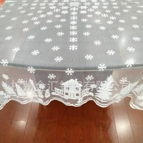 Nappe de Noël Flocon de Neige Wapiti Dentelle Nappe en Verre Couverture de Table Polyester Décoration de Mariage