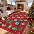 thumbnail image 2 of HOMERRY Xmas Rug Christmas Home Decor Bell Pattern Area Rug Washable Non-slip 4' x 6' Modern Throw Rug for Living Room Indoor Red Carpet, 2 of 5