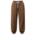thumbnail image 4 of ZHYou No Boundarie Women's Jogger Sweatpants Elastic Drawstring Waist Seamed Panel Loose Baggy Casual Athletic Jogging Pants,Brown,Size 3XL, 4 of 6