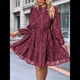 thumbnail image 4 of Vestidos de Otoño 2025 de Larga para Mujer, Minivestido Informal de Corte A con Botones y Cinturón, para Otoño e Invierno. Vino Tinto XL, 4 of 10