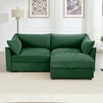 thumbnail image 4 of 78'' Chenille Convertible Deep Seat L Shaped Couch Oversized Modular Sofa with Ottoman and Storage Pull Out Drawers for Living Room,Green, 4 of 9