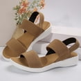 thumbnail image 6 of Women Shoes Women's Elastic Knit Strap Wedge Platform Sandals Spring Summer Open Toe Slip On Sandals for Women Wide Width Large Sizes Soft Stretch Breathable Fabric Non Slip Cushioned Insole Comfort, 6 of 6