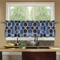 thumbnail image 4 of Yayeee Kitchen Curtains Tier Set of 2 Light Filtering 57"x24" Over Sink Window Panels, Blue Hexagon Pattern, 4 of 7