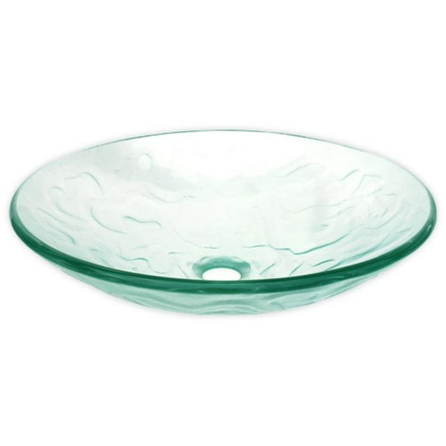 Eden Bath EB-GS12 Clear Embossed Waves Glass Vessel Sink