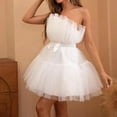 thumbnail image 2 of XDZJLR Robes pour Femmes Style Européen et Haut Tube en Maille Tempérament Nœud Tutu pour Robe, 2 of 6