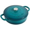 thumbnail image 2 of Crock-Pot 5 Quart Round Enamel Cast Iron Covered Dutch Oven Cooker, Teal Ombre, 2 of 7