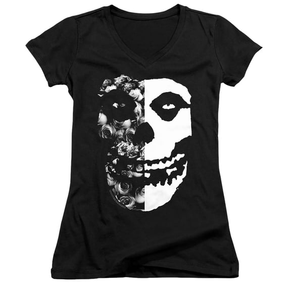 Misfits - Roses - Juniors Cap Sleeve V-Neck Shirt - Small
