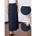 thumbnail image 2 of DARING DIVA Women's Pencil Long Skirt High Waist Pockets Midi Skirts XS Dark Blue, 2 of 6