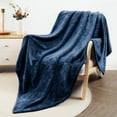 thumbnail image 4 of Whale Flotilla Extra Large Fleece Throw Blanket 50x70 Inch, Super Plush and Soft 300GSM Blankets for All Season, Fluffy and Lightweight, Navy Blue, 4 of 7