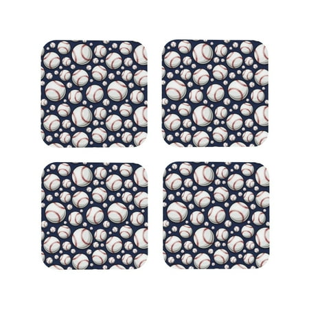 

Leather Coasters with Heat-resistant for Drinks cute baseball D Cup Coasters Cup Pad Mat for Tabletop Protection Coffee Table Office Desk and Housewarming Gift