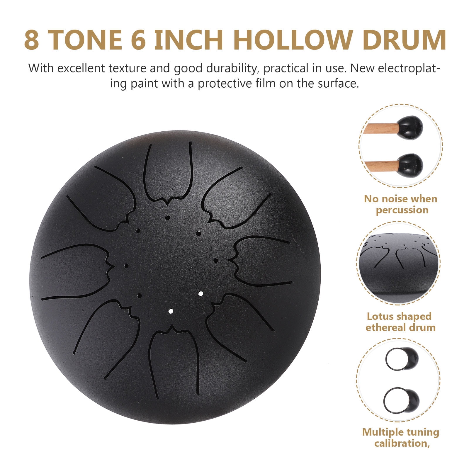 1 Set Percussion Tongue Drum Musical Instrument with Ethereal Sound, Portable Drum for Music Therapy and Relaxation