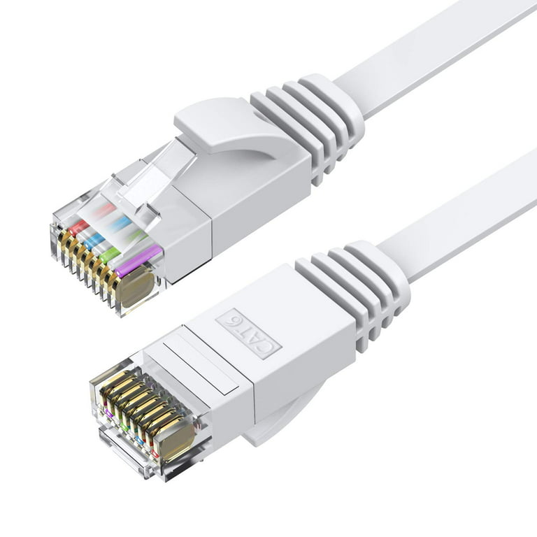 Cat6 Ethernet Cable 75 ft White, BUSOHE Cat-6 Flat RJ45 Computer Internet LAN Network Ethernet Patch Cable Cord - 75 Feet
