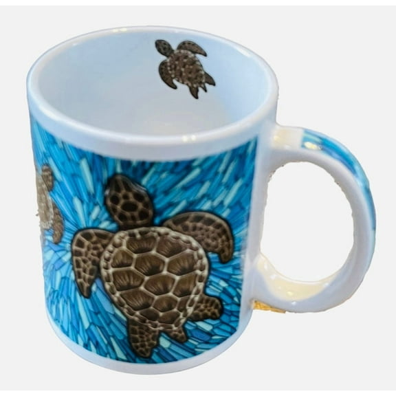 Hawaiian Sea Turtle Honu Splash 11 oz Coffee Stoneware Mug