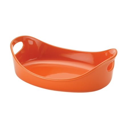 Oval Stoneware - Rachael Ray Stoneware 2.25-Quart Bubble and Brown Oval Baker, Orange