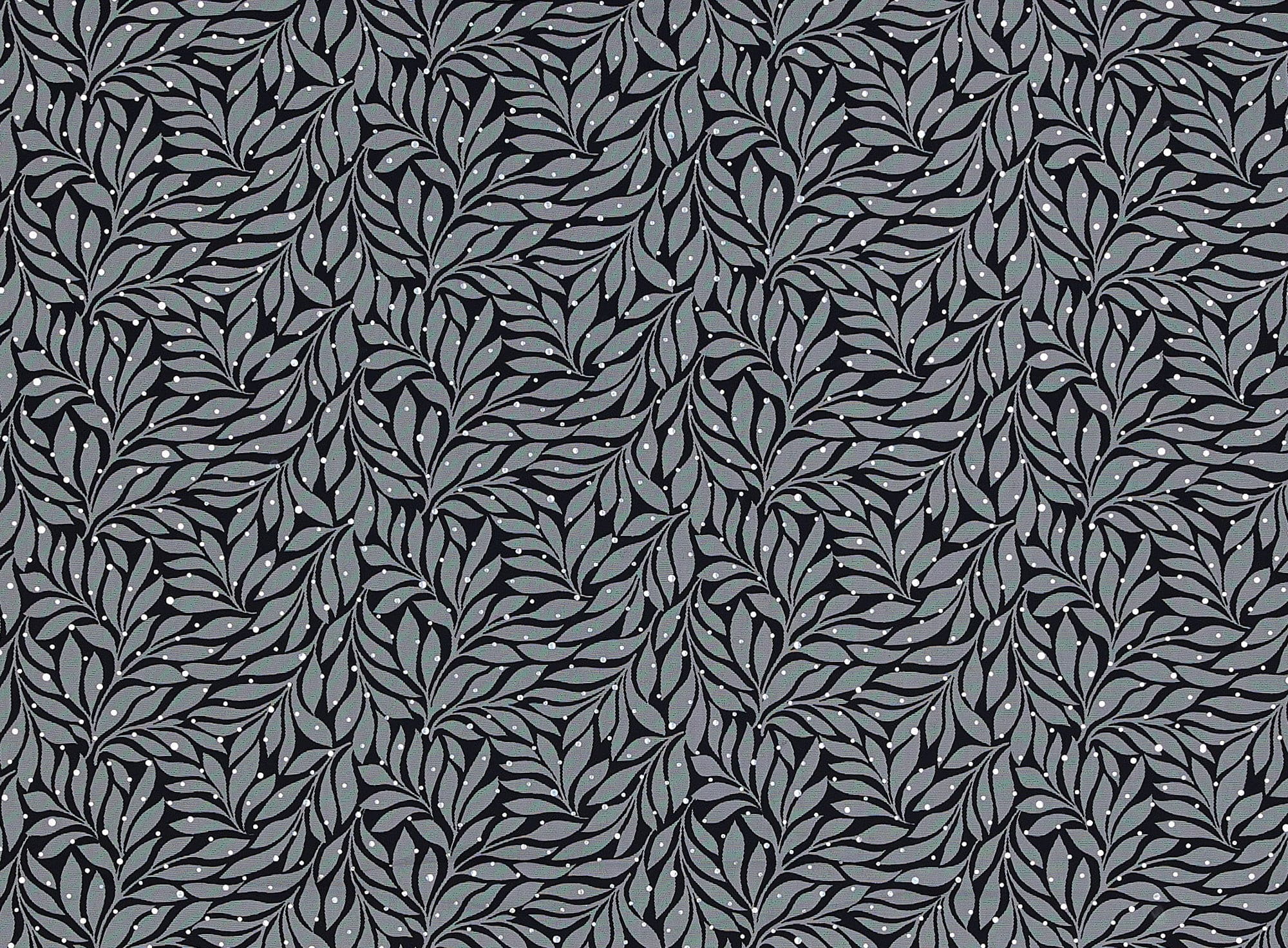 Zelouf Leaves In Motion Print W/hologram On Tulle  , Sewing, DIY, Crafts Fabric by the Yard, Jaz Ivory/black, 3 Yard
