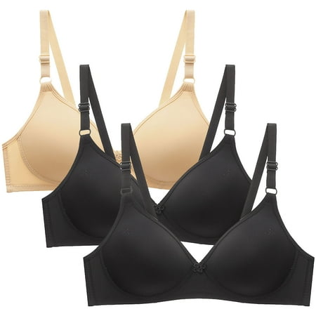 Blczomt No Underwire Womens Bras On Clearance Under 10.00 Comfort Nursing Beige 3PC Lightly Lined Bra