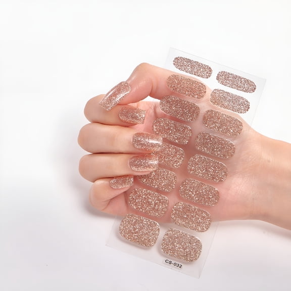 RAGUPEL 16 Sheets Glitter Nail Wraps Nail Polish Stickers Self Adhesive Nail Art Decals Strips in Solid Colors for DIY Manicure Nail Art Decoration