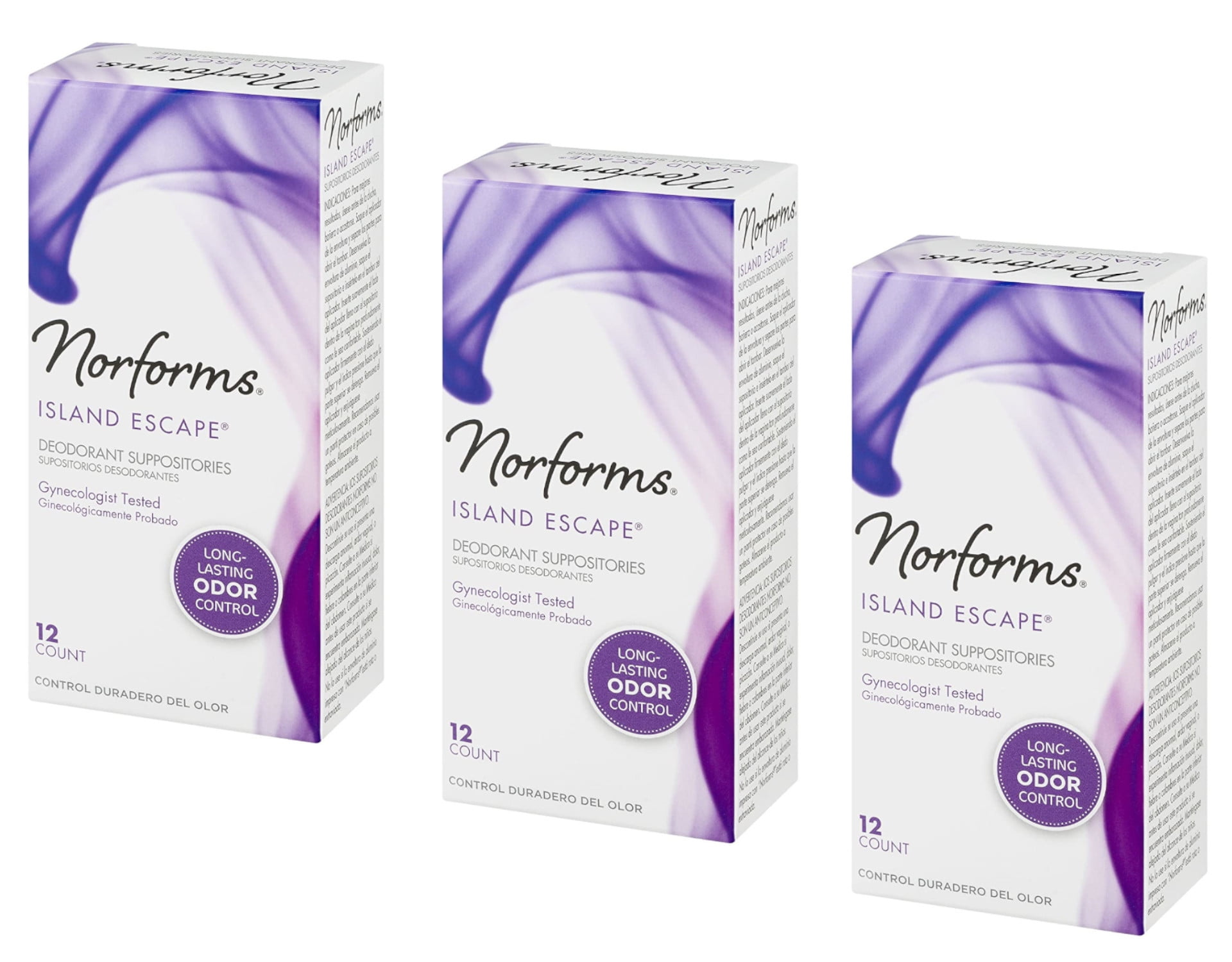 3 Pack Norforms Suppositories Island Escape 12 Each