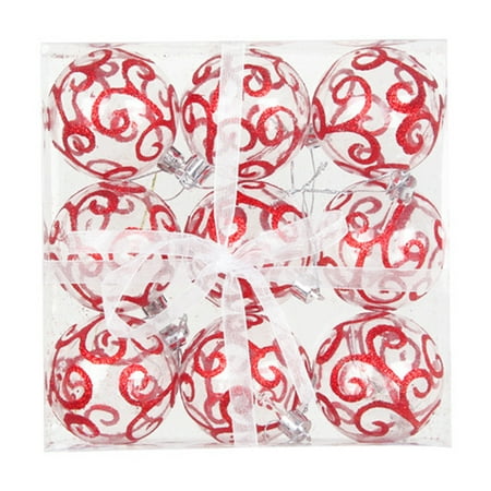 

dianhelloya 9Pcs Christmas Balls High Durability Shatterproof Vibrant Color Lanyard Design Eco-friendly Decorative PET Transparent Xmas Tree Balls Pendants for Home