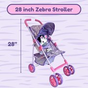 The New York Doll Collection Zebra Doll Stroller, 28 inches