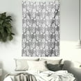 thumbnail image 3 of Floral Tapestry, Flower Silhouettes with Lace Patterned Background Leaves Swirls Dots Abstract Image, Wall Hanging for Bedroom Living Room Dorm Decor, 60W X 80L Inches, Grey White, by Ambesonne, 3 of 5
