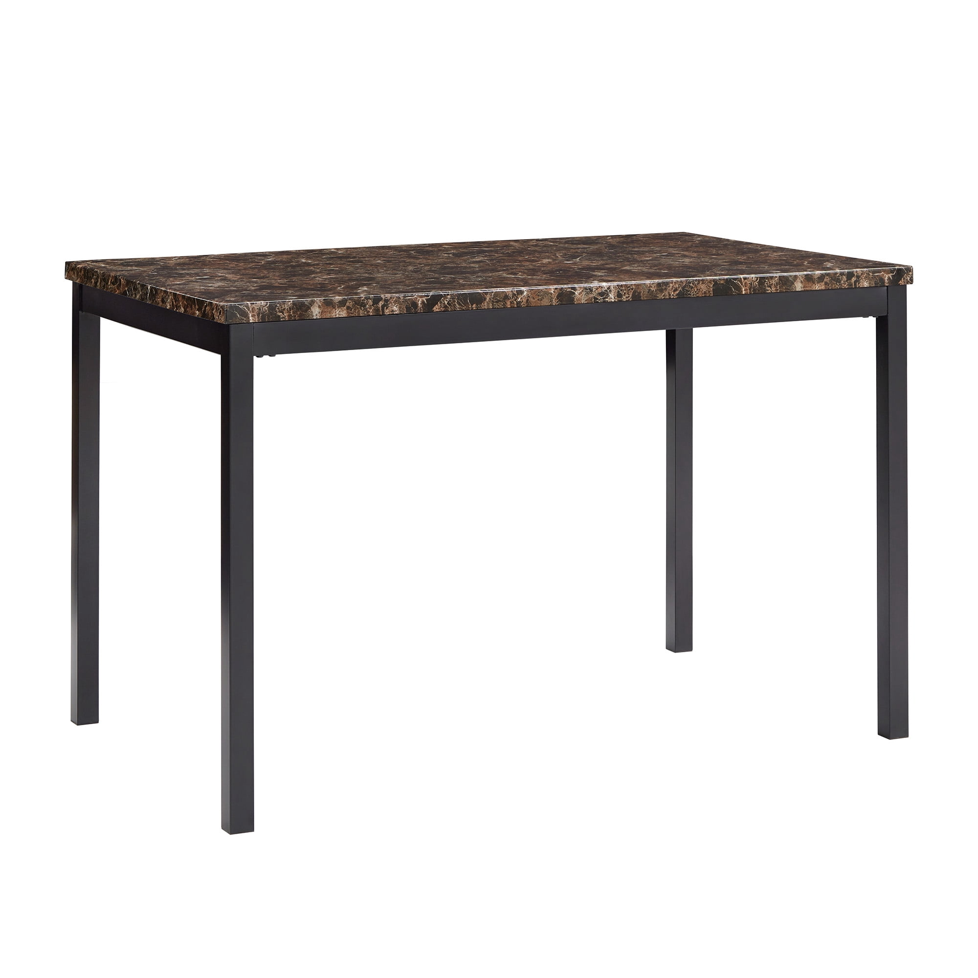 Weston Home Declan 48" Rectangle Faux Marble Top Dining Table with Black Finish
