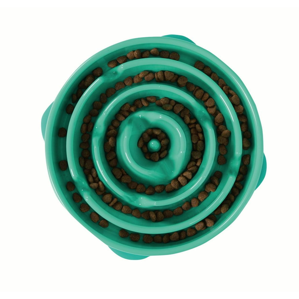 Outward Hound Fun Feeder Slo Bowl, Slow Feeder Dog Bowl, Turquoise