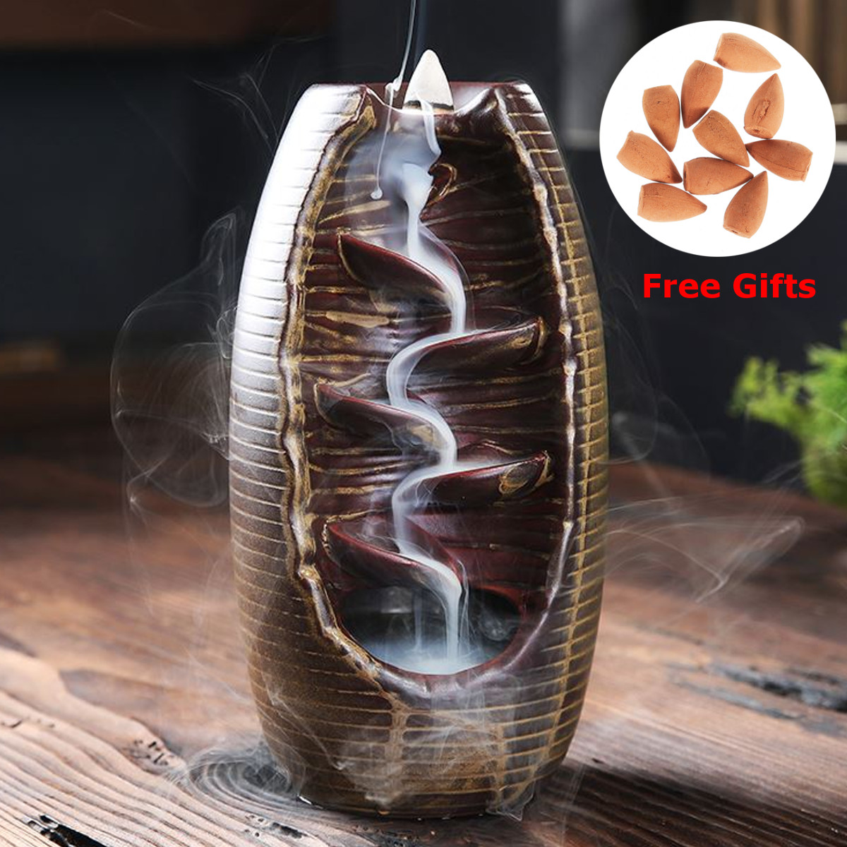 Smoke Backflow Incense Burner Holder Waterfall Ceramic Censer Smell