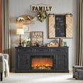 thumbnail image 2 of T4TREAM 70" Electric Fireplace TV Stand for 80" TV, Farmhouse Entertainment Center with Storage for Living Room in Black, 2 of 7