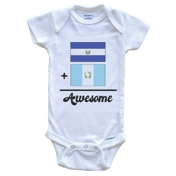El Salvador Plus Guatemala Equals Awesome Cute Salvadorian Guatemalan Flags Baby Bodysuit, 0-3 months white