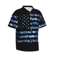 thumbnail image 2 of Uemuo Navy Camouflage American Flag Printed Regular Fit Short Sleeve Casual Hawaiian Shirt for Men,Aloha shirt,Tropical shirt,Floral print shirt,Vacation Beach shirt-, 2 of 9