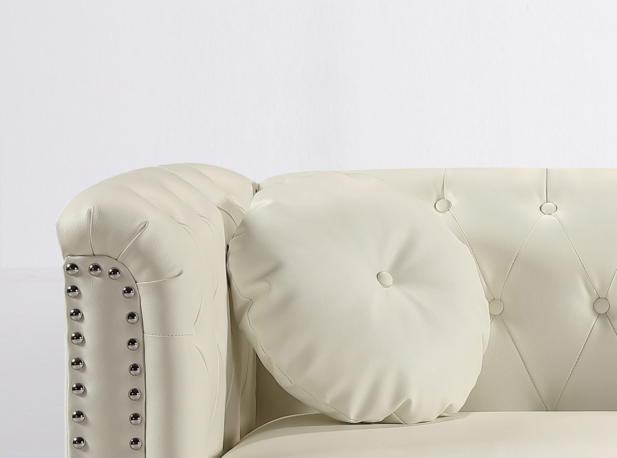 Uspridefurniture Fogg 64.17'' faux leather Rolled Arm Loveseat -Beige