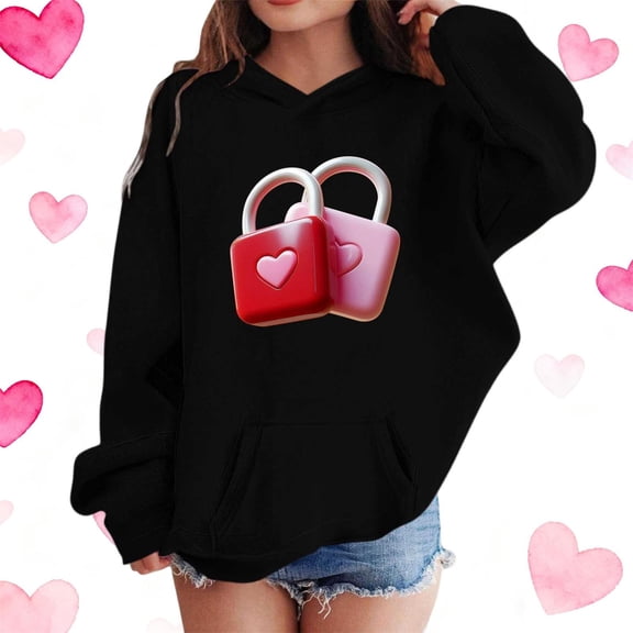 3-14Y Girls Hoodie - Breathable, Soft & Lightweight for Everyday Spring Clothes Black 13-14 Years